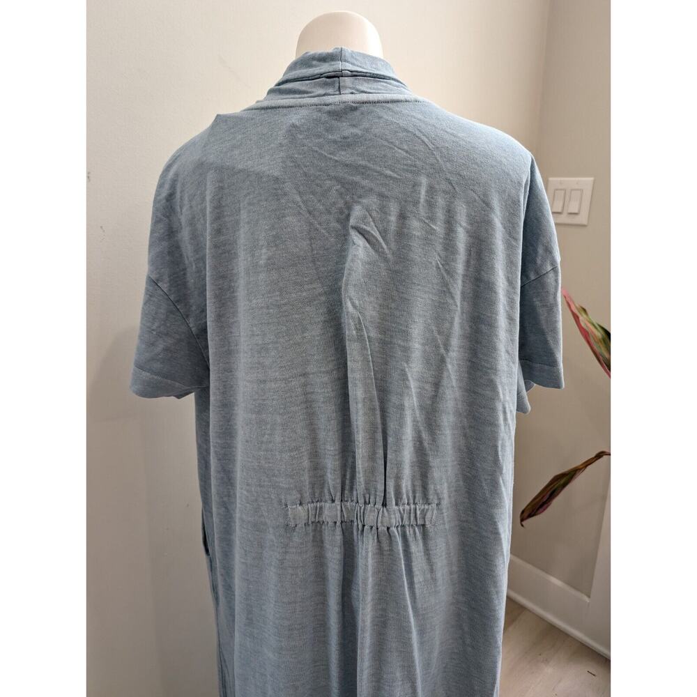 New Poetry Plus Size 18 Maxi Dress Ocean Blue Short Sleeves Pockets Hemp Cotton - Picture 5 of 11